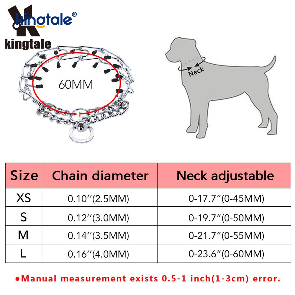 Pet Pinch Choke -pannat Hiiliteräksinen metallipiikki koiran koulutuspanta