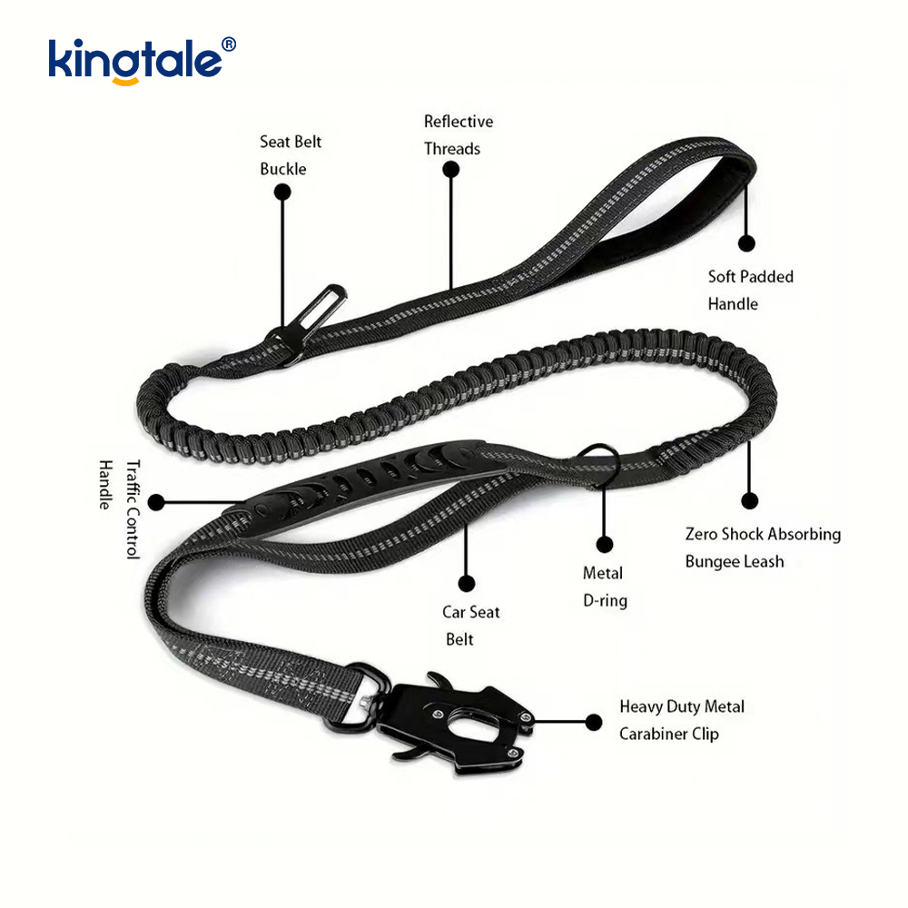 4 in 1 Heavy Duty -koiranhihna, jossa auton turvavyö ja pehmeä pehmustettu kahva