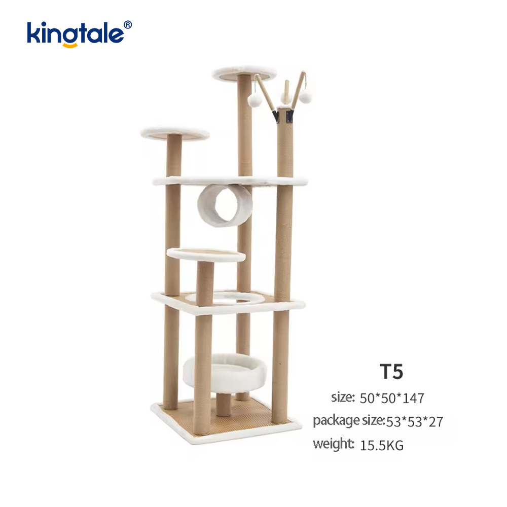 Luonnollinen sisal Cat Tree Tall Cat Tower Pehmo monitasoinen huoneisto