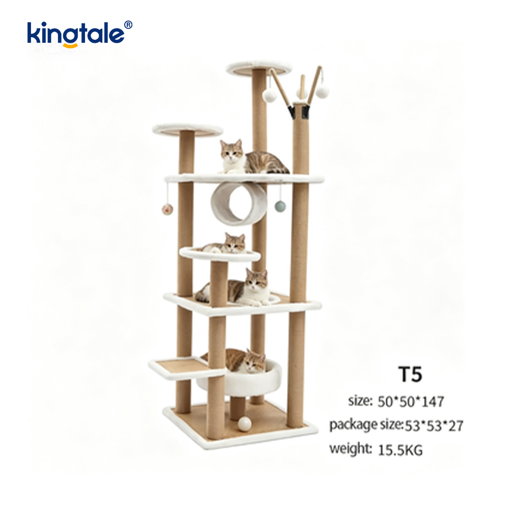 Luonnollinen sisal Cat Tree Tall Cat Tower Pehmo monitasoinen huoneisto