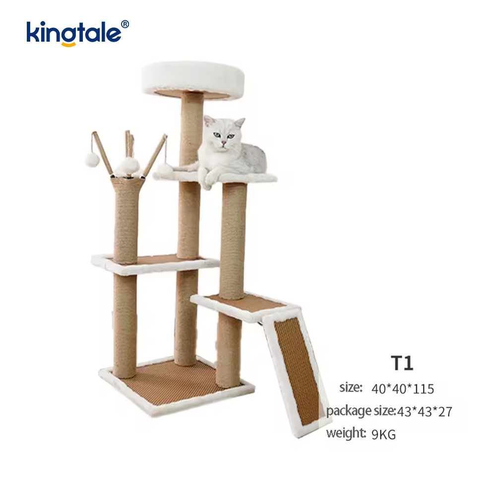 Luonnollinen sisal Cat Tree Tall Cat Tower Pehmo monitasoinen huoneisto